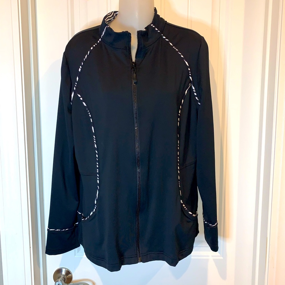 Chico’s Zenergy Black Workout Jacket.